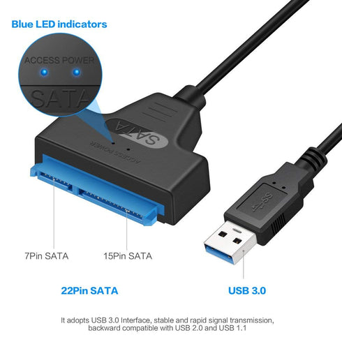 SATA to USB 3.0 Adapter Cable for 2.5 Inch Hard Drive HDD/SSD Data Transfer, External Converter Support UASP