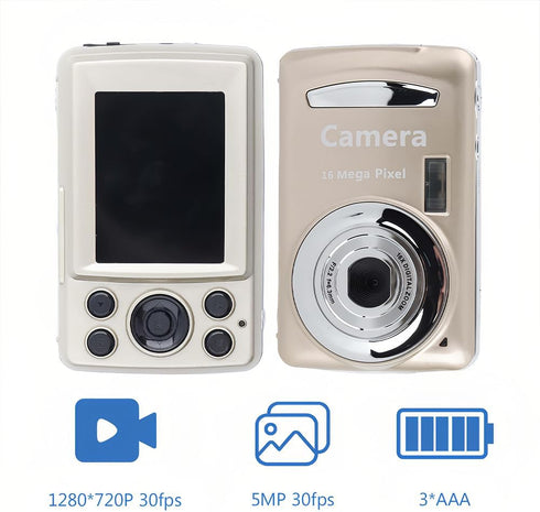 Tiiyee 5MP 16X 720P 2.4 inch Digital Pocket Camera, HD Zoom Digital Point and Shoot Camera Compact Small Screen