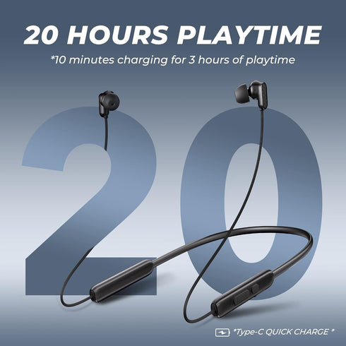N18 Neckband Bluetooth Earbuds, Wireless 5.2 Headphones with Microphone, IPX7 Waterproof, 20H Playtime, Deep Bass -