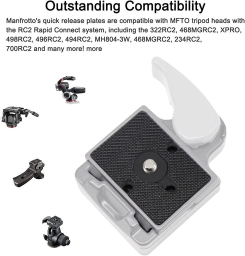 2 Pack Quick Release Plate for Manfrotto 200PL-14 QR Cameras Tripod, 1/4" and 3/8" Screws