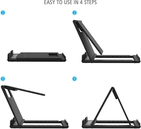 Foldable Portable Phone Tablet Stand Holder, Adjustable Angle for Desktop, Compatible with iPhone and iPad