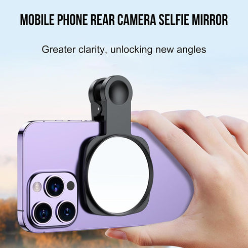 WOWNOVA 2.36" Clip Selfie Mirror for Phone Back Camera - Live Streaming, Vlogging, HD Reflective Clip Compatible