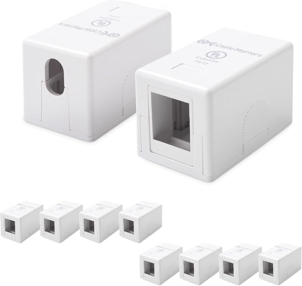Cable Matters UL Listed 10-Pack 1-Port Keystone Jack Surface Mount Box - White