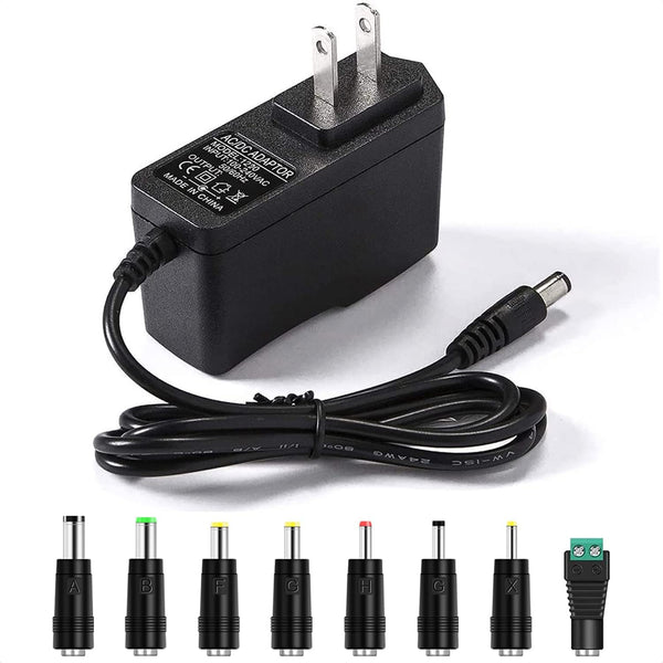 6V 2A Power Adapter Charger, AC 6 Volts 2 Amps Regulated Switching Power Supply with 8 Interchangeable DC Plugs