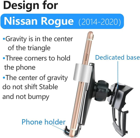 LUNQIN Car Phone Holder for Nissan Rogue - SUV 2014-2020 & Rogue Sport 2017-2022, Cellphone Mobile Cradle