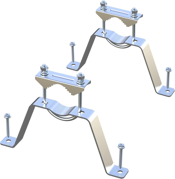 2 PCS Stainless Steel Antenna Mount Double Wall Mount Antenna Mast Clamp V Jaw Bracket Accessories Kit [Without The
