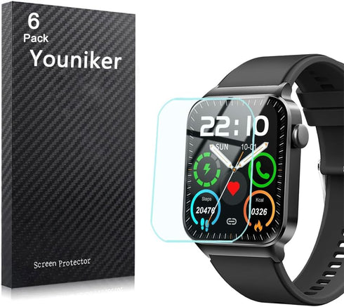 6 Pack Compatible with Donerton T50S 1.85" Smart Watch Screen Protector Film for Uaue T50H 1.85 inch Smartwatch