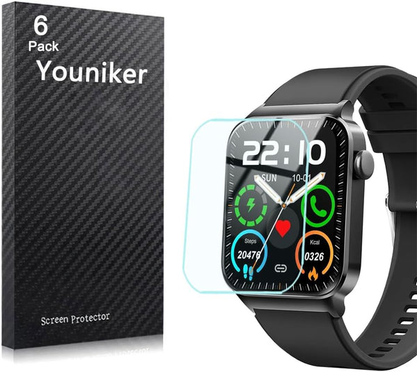 6 Pack Compatible with Donerton T50S 1.85" Smart Watch Screen Protector Film for Uaue T50H 1.85 inch Smartwatch