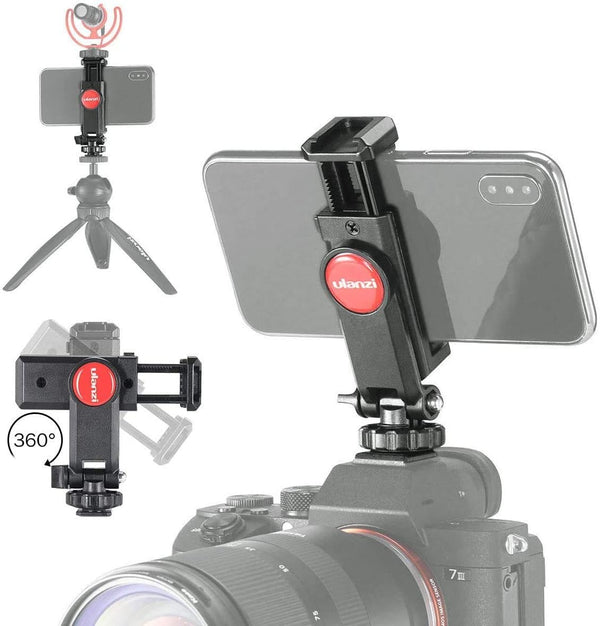 ULANZI ST-06 Camera Hot Shoe Phone Holder, Flexible Tripod Mount Adapter with Cold Shoe for Microphone LED Light