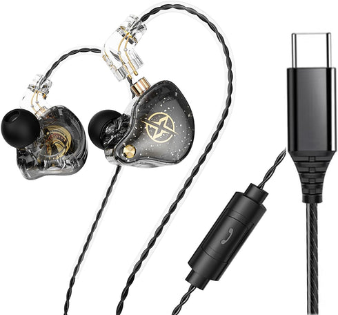 FEDAI DX2 USB C Headphones, Noise Isolating in Ear Headphones for Running, Gym, Workouts, with Microphone and Remote