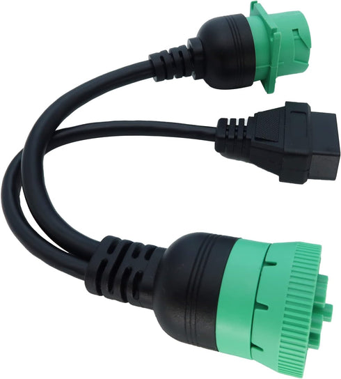 J1939 ELD Splitter Y Cable, Green Type-2 J1939 Male to Female to OBD II Splitter Cable for Freightliner ELD