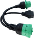 J1939 ELD Splitter Y Cable, Green Type-2 J1939 Male to Female to OBD II Splitter Cable for Freightliner ELD