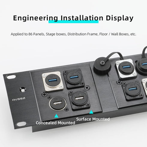 PENGLIN 10PCS USB 3.0 Panel Mount Connector, Female to Female Pass Through Data Connector for Audio Video Transfer