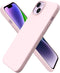 ORNARTO Case for iPhone 14 Plus, 6.7, Slim Liquid Silicone, 3 Layers Full Covered Soft Gel Rubber, Chalk Pink