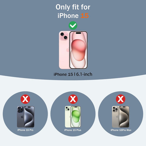 Gritup 15 2-Pack 360 for iPhone Case with Slide Camera Cover | HD Screen Protectors | Rotating Metal Kickstand |