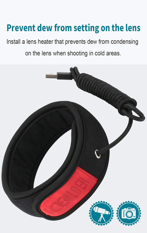 LOSHARP Dew Heater for Camera Lens, USB Lens Warmer for Heating and Defogging in Cold Environments, Base Version