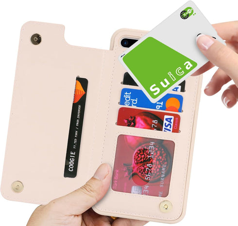 iCoverCase Wallet Phone Case for iPhone 8 Plus/7 Plus with Card Holder, RFID Blocking PU Leather Protective