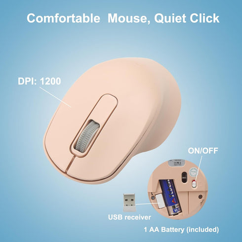 Wireless Keyboard and Mouse Combo - Quiet 2.4G Full-Size Keyboard & Ergonomic Mouse for Windows, Mac Desktop/Laptop,