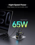 GravaStar 65W Alpha65 3-Port (65W, Robot Fast GaN Charger Block, Fast Charger, Foldable Wall USB C Charger for iPhone
