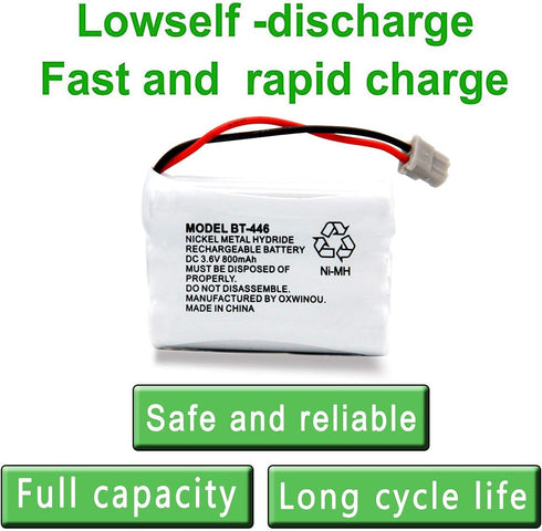 BT446 BT-446 Phone Battery Compatible with Uniden BBTY0503001 BT-1004 BT-1005, 3-Pack, 3.6V 800mAh