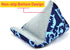 Handmade Fabric Phone Holder for Desk, Phone Pillow Stand for iPhone 15 16 Pro, Bean Bag Holder for iPhone 13 (Blue)