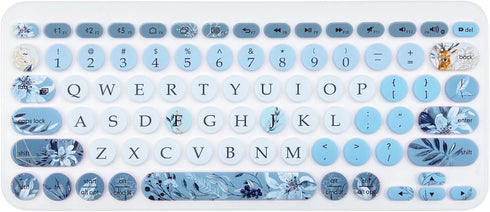 Silicone Keyboard Cover Skin for Logitech K380/Pebble Keys 2 K380s Multi-Device Bluetooth Keyboard, Gray Blue Flowers