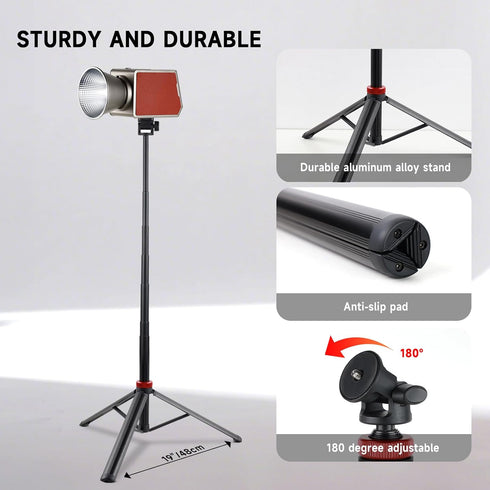 YSKE MT-79 81", 7-Section 0.8lbs, Light Stand Tripod Foldable - Camera Phone Mount for DSLR, GoPro, iPhone, LED Video