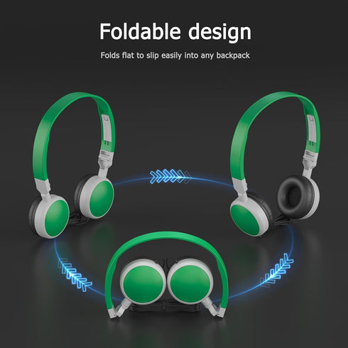 3-Pack 3.5mm Headsets Individually Wired Classroom Headphones - No Mic Kids Headphones with Jack, Multi-Color Bulk