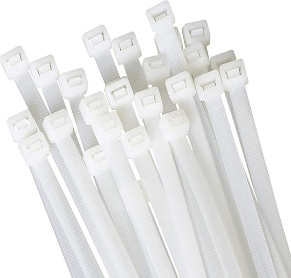 100 Pcs 18 Inch White Zip Ties, Large Cable Ties for Outdoor Use, 60 Pounds Tensile Strength