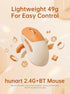 hunart H6 49g 2.4GHz Wireless Mouse, Bluetooth & Rechargeable Mouse, Lightweight Silent Ergonomic Mouse with USB-C