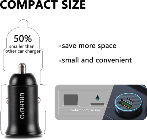 USB C Car Charger, 45W Dual Ports Fast Charge Car Charger Adapter, PD30W&QC3.0 Compatible with iPhone 14 13 12 11 Pro