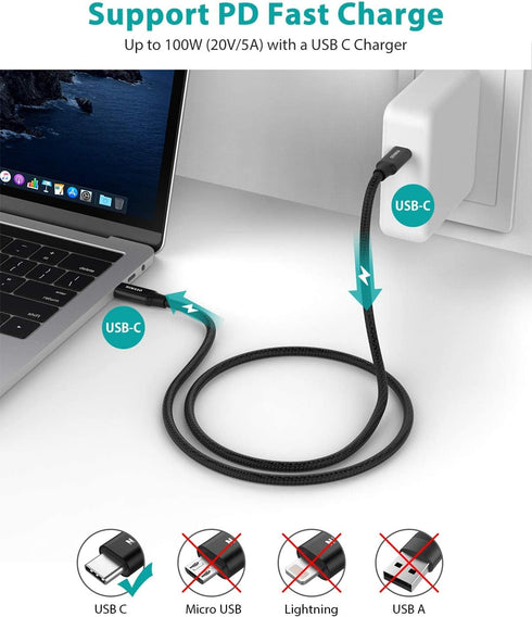 NIMASO USB C to USB C 3.1 Gen 2 Cable 10Gbps Data Transfer, 4K Video Output Monitor Cable 100W PD Fast Charging, for iPhone 15Pro/15ProMax/15/15Plus, MacBook, Huawei Matebook, iPad Pro 2020,Chromebook by NIMASO