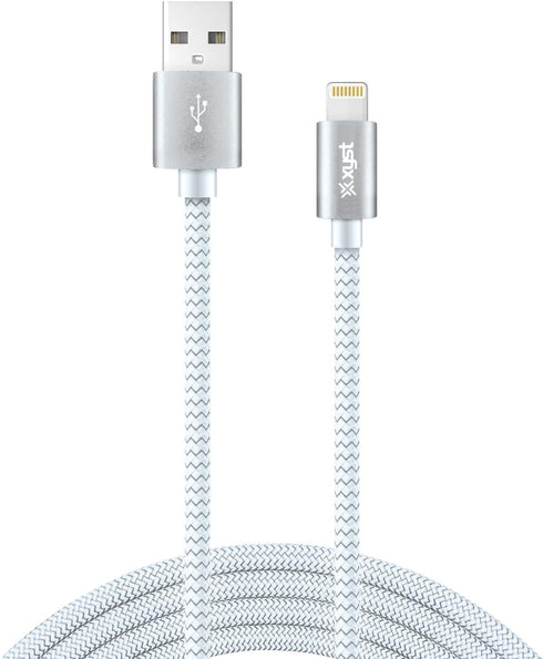 XYS-L10604B 10 Ft Charge and Sync USB to Lightning Braided Cable, White