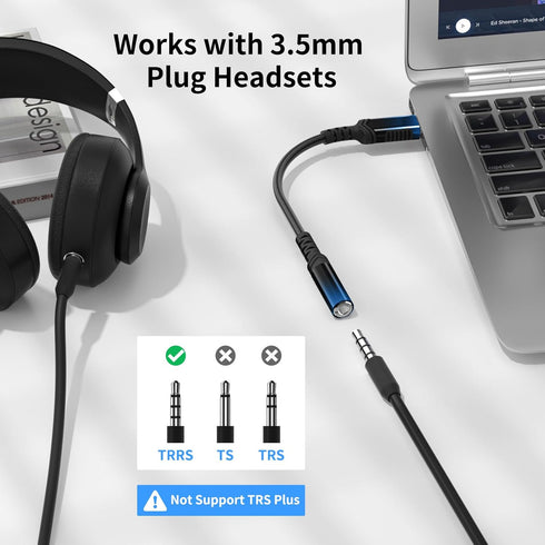 USB Type C to 3.5mm Audio Adapter for Motorola Edge+, iPhone 16, Google Pixel, Nylon Cable to Aux Jack Dongle