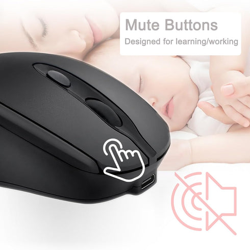 Bluetooth Wireless Mouse USB C, Rechargeable Silent Ergonomic Mouse for Macbook Air Pro/Computer/Laptop