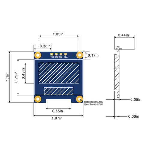 6PCS 0.96 12864 128x64 SSD1306 I2C 0.96 inch 4 Dorhea OLED Display Module Pixel LCD Yellow Blue Driver Board Serial IIC