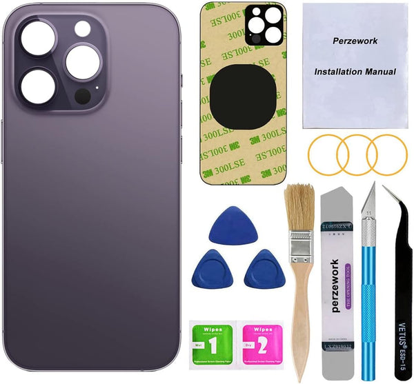 OEM Rear Back Glass Replacement for iPhone 14 Pro 6.1 inches with Repairing Tool Kit (Deep Purple)