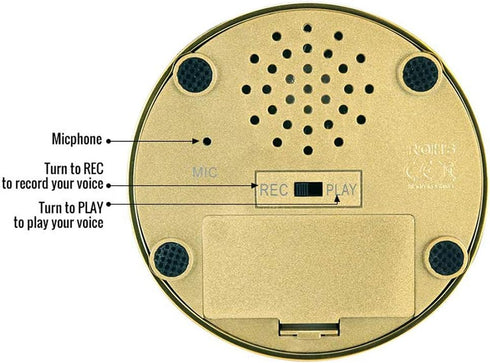 Neutral Recordable Sound Button – 30 Second Recording Button for Your Own Message (Golden)