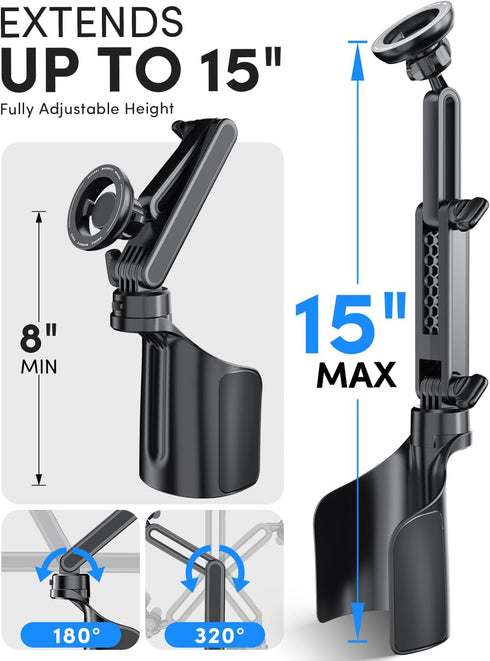 ELWEY 2 1 N55 15" 17 16 15 Cup Holder Phone Holder for Magsafe, Car Phone Holder Magnetic, Upgraded in Cup Holder Phone