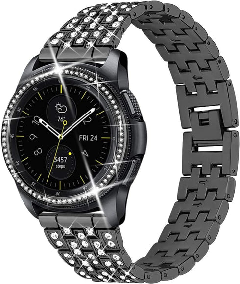 Dsytom Compatible with Samsung Galaxy Watch 42mm Band + Bezel, 20mm Diamond Strap Bracelet for Galaxy Watch 4 Classic