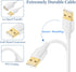 10 ft USB 2.0 Extension Cable Type A Male to Female, Gold-Plated Connectors, White - Perfect for Your Devices!