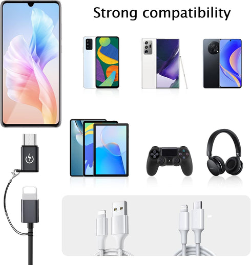 USB C to Lightning Adapter, Supports PD Fast Charging, Suitable for USB C Male to i-OS Female adapters (2), Does not Support Headphone Audio Playback