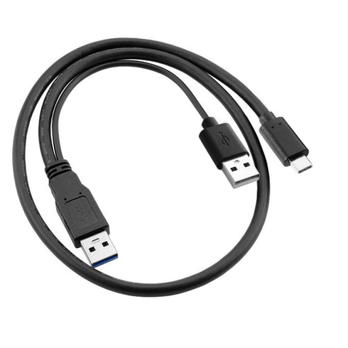 xiwai Type-C USB-C to USB 3.0 Male & USB 2.0 Dual Power Data Y Cable for Laptop & Hard Disk