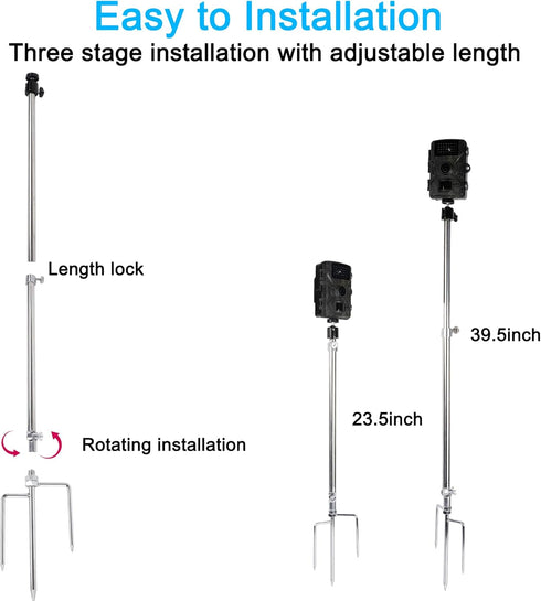 PellKing Universal Hunting & Trail Cameras Holder Stake, 1/4''-20 Ground Mount for Hunting Camera
