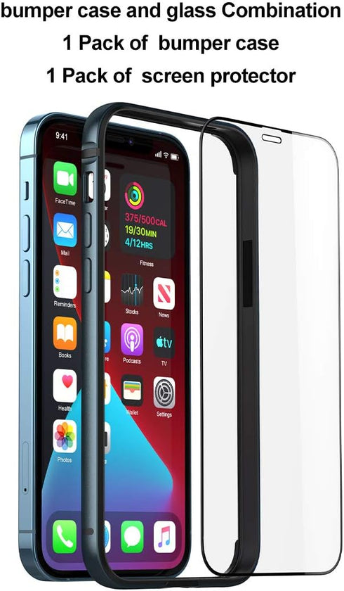 Eastcoo Slim Metal Bumper Case Compatible with iPhone 12 12 Pro, Metal Bumper Cover with Soft TPU Inner, Support