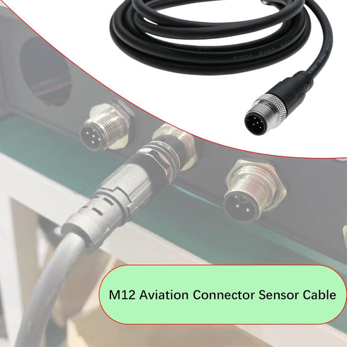 5 Pin M12 Sensor Connector Straight Aviation Cable Male to Male Aviation Socket Waterproof Electrical Cable for Industrial Automation Control