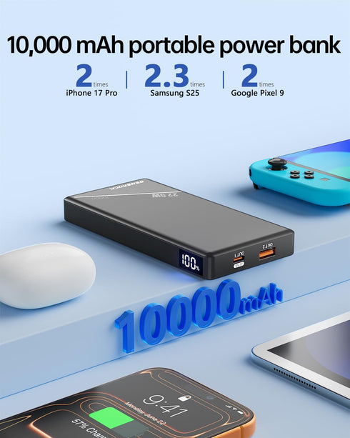 GENSROCK 2 Pack 10000mAh, 22.5W iPhone17/16/15/14/13 S24/22 Portable Charger Power Bank PD Fast Charging with Exact LED