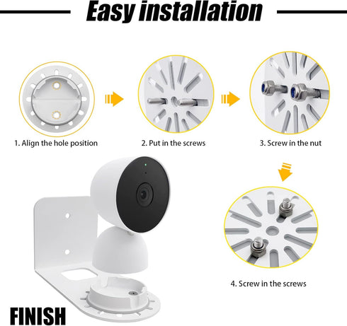 Metal Wall Mount Holder for Google Nest Indoor 2nd Generation Wired Security Cam, White