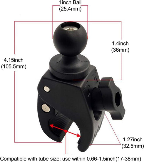 Tough Clamp Base with 1'' Rubber Ball Head for Secure Mounting