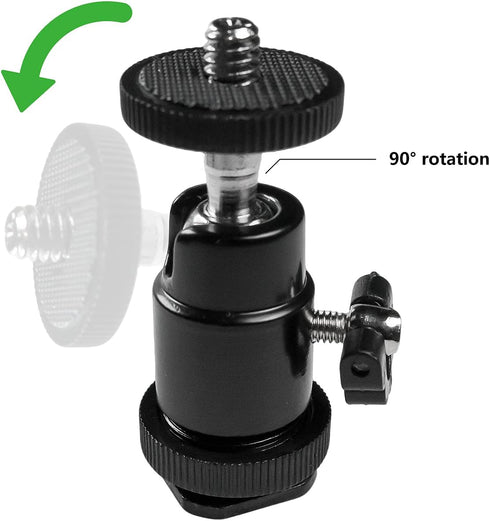 ISHEJS 360 Hot Shoe Phone Mount for Camera, Ball Head Adapter with Phone Clamp - Rotatable Smartphone Holder